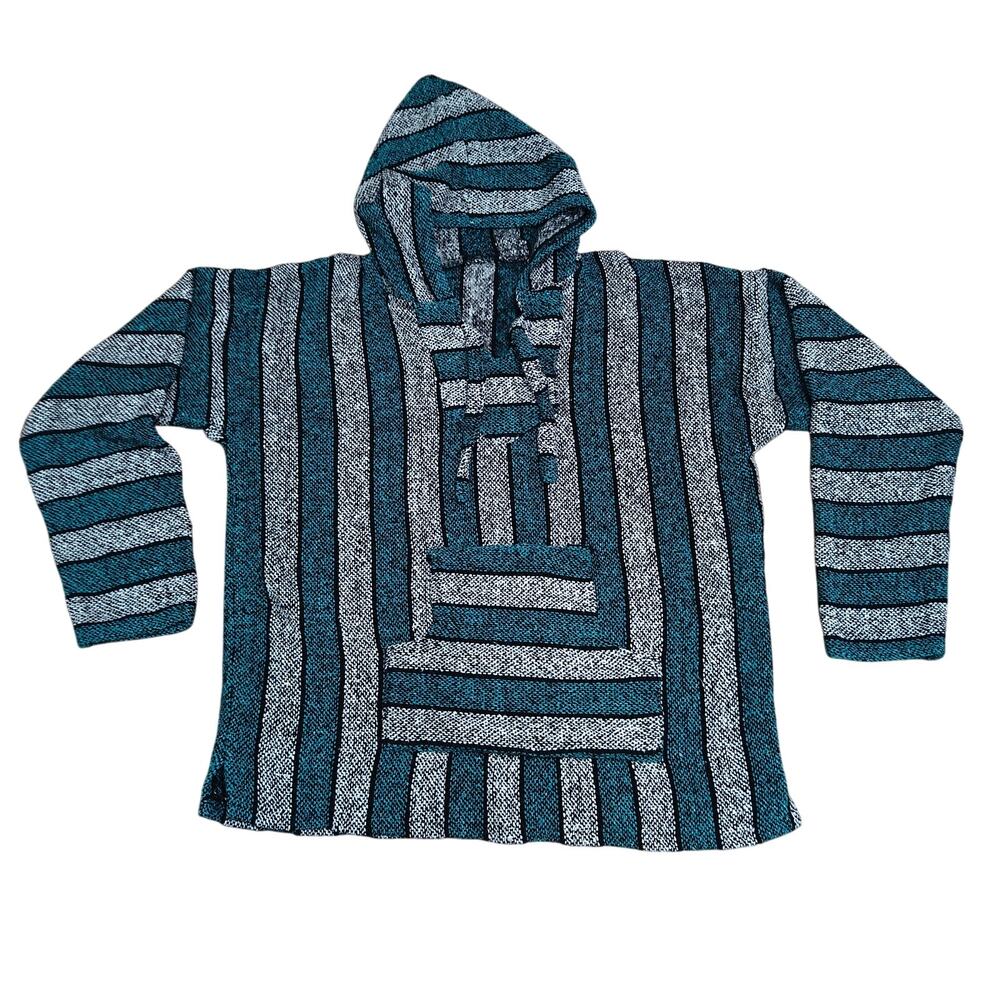 Vtg Vel-Mex Mens Striped Pullover Drug Rug Hippie Surfer Y2K XXLarge